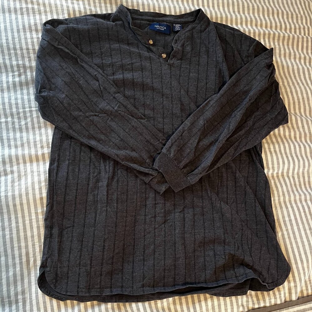 Nautica charcoal ribbed henley sleepwear — size M